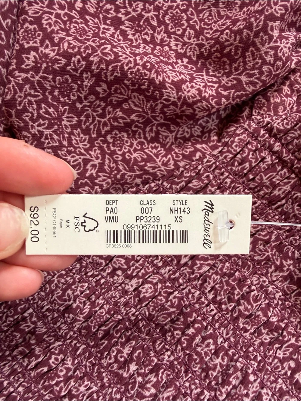 Madewell blouse smocked